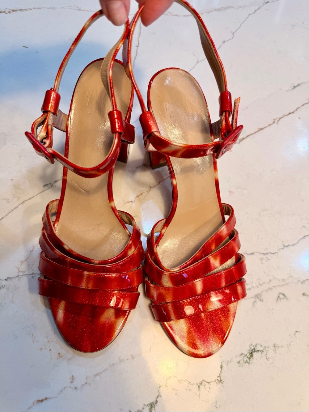 Maryam Nassir Zadeh Palma Low Sandal- Red Tortoise Print Size 38.5 US 8 - Picture 7 of 13